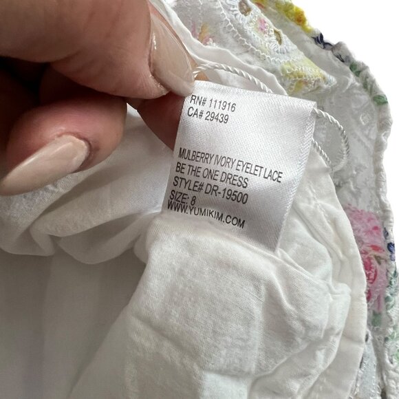 Yumi Kim Be the One Floral Eyelet Faux Wrap Mini Dress Cream Size 8 Coquette - Picture 13 of 16
